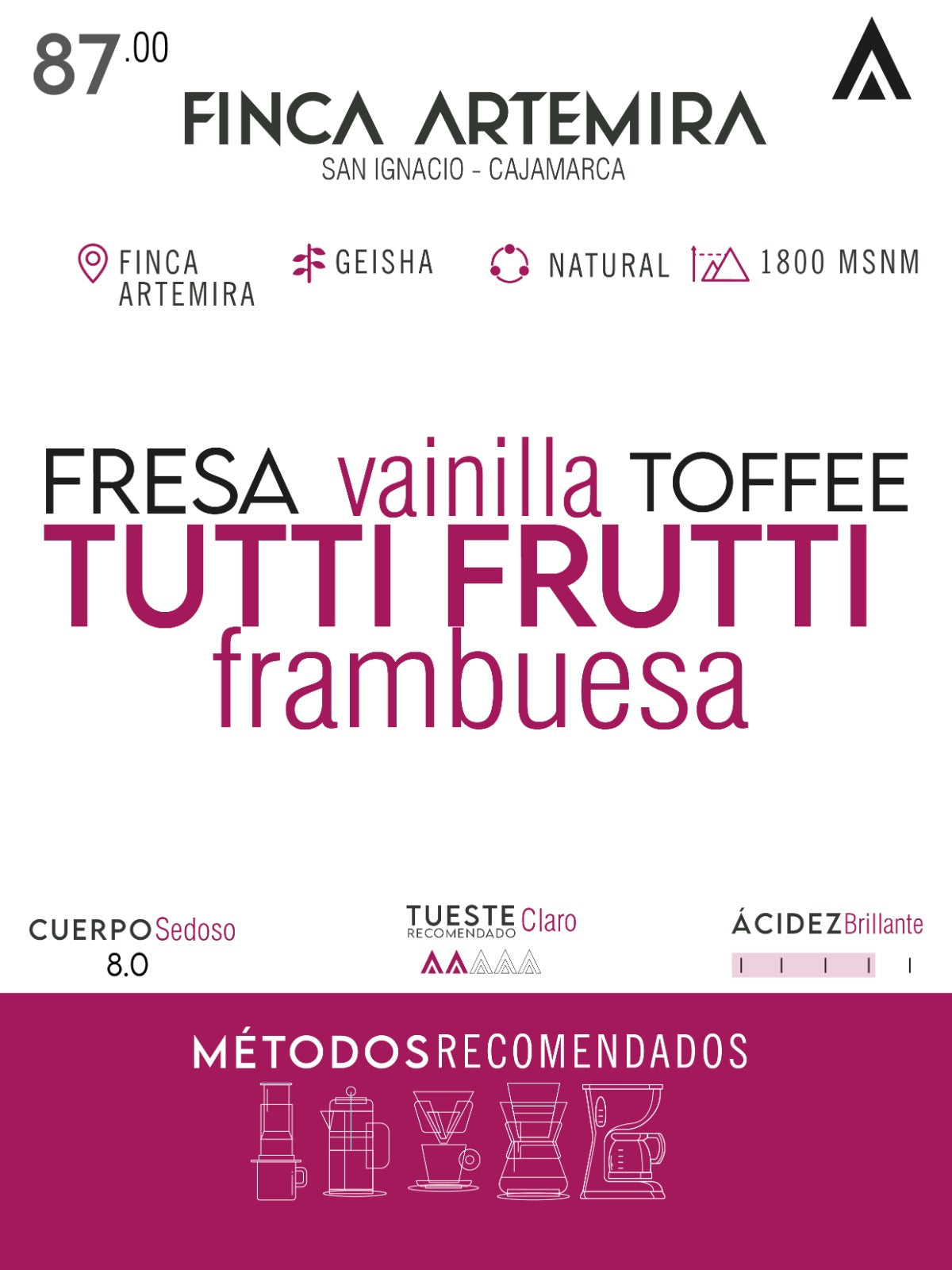 Café de especialidad - Finca Artemira - Geisha Natural