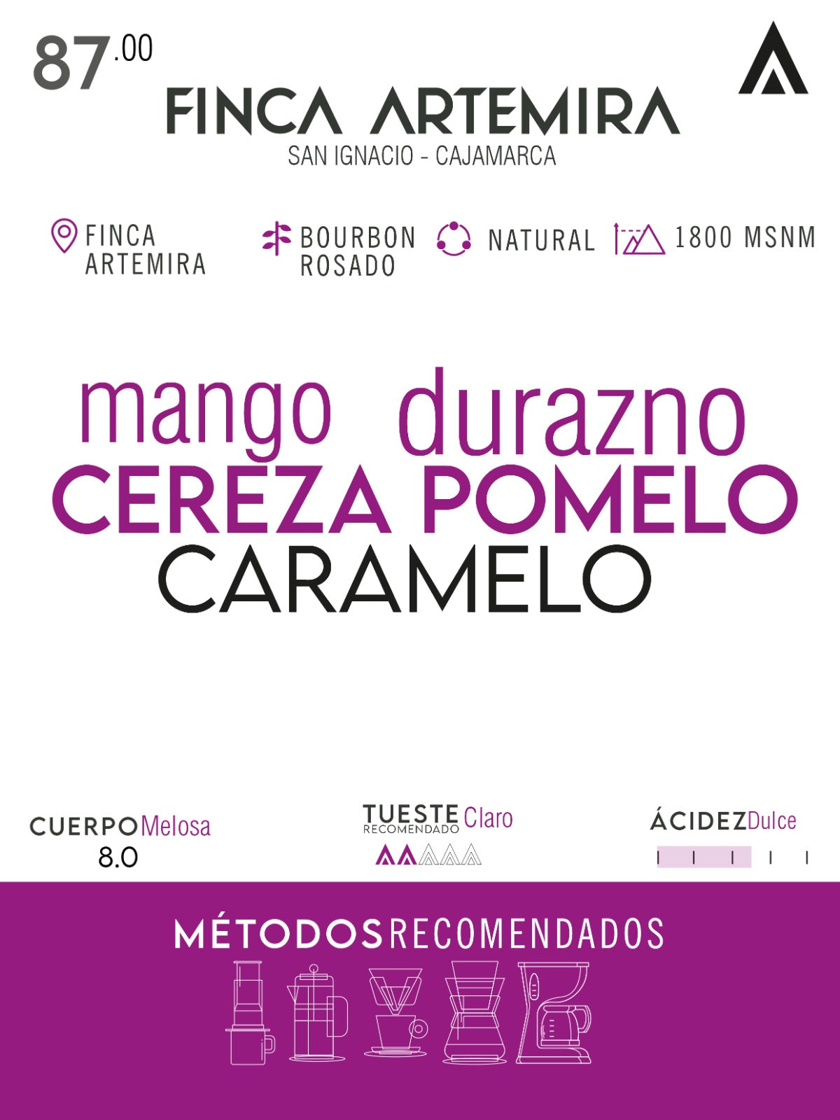 Café de especialidad - Finca Artemira - Bourbon Rosado Natural