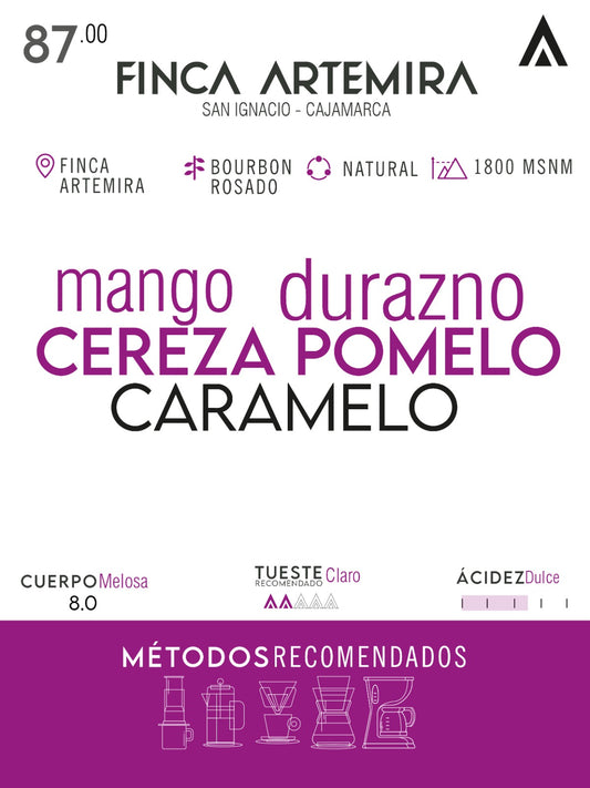Café de especialidad - Finca Artemira - Bourbon Rosado Natural